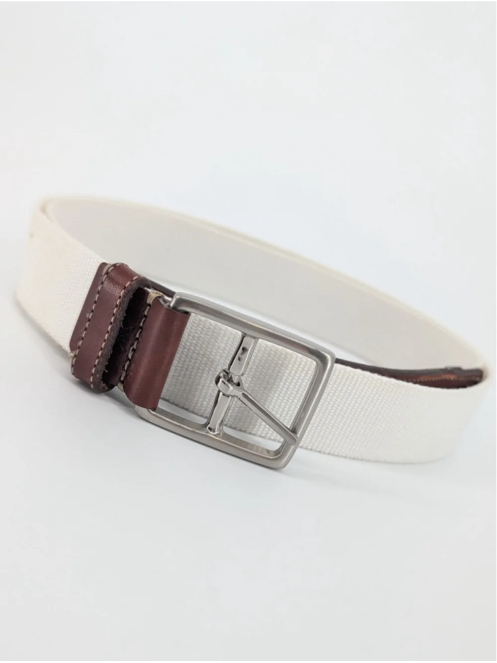 Martin Dingman Country Club White Webbing Belt Leather Trim Men’s 42 Golfcore